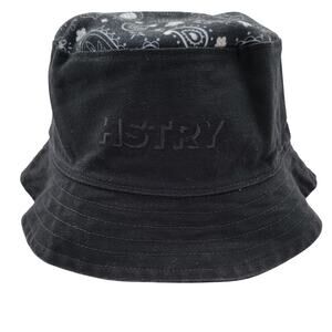 HSTRY by Nas Bucket Hat Black Paisley Top Embroidered Logo Streetwear L/XL